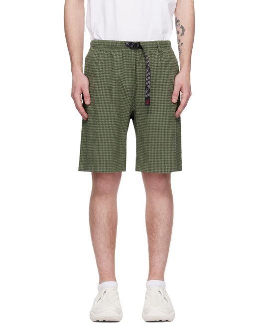 Gramicci Green Micro Plaid Shorts for men
