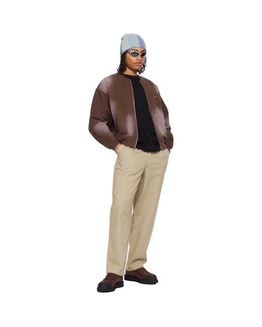 Dime Brown Faded Fleece Bomber Jacket for men
