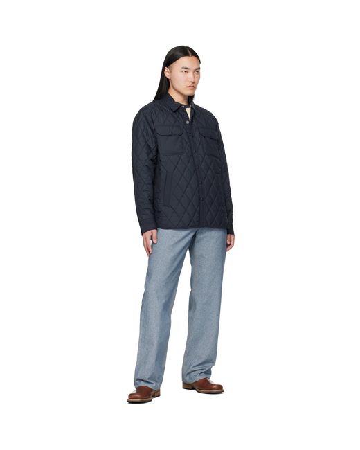RRL Blue Quilted Overshirt for men