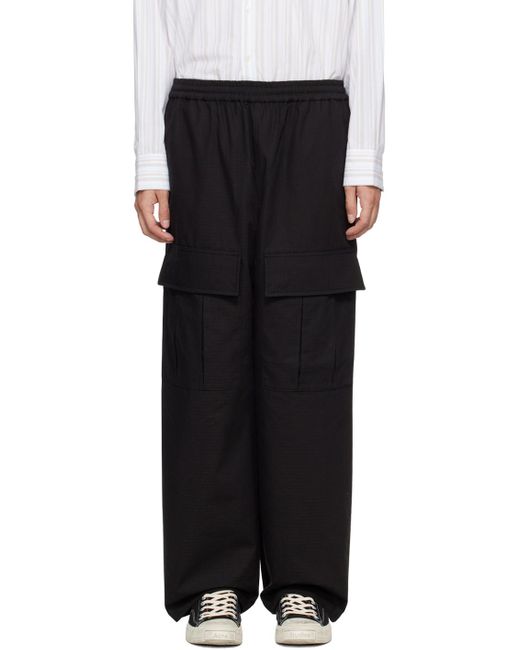 Acne Black Embroidered Cargo Pants for men