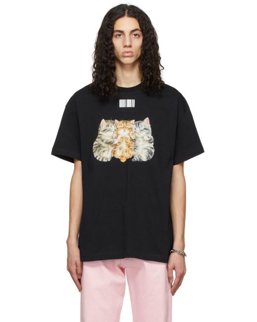 VTMNTS Black Kayomi Harai Edition Cute Cat T-shirt for men