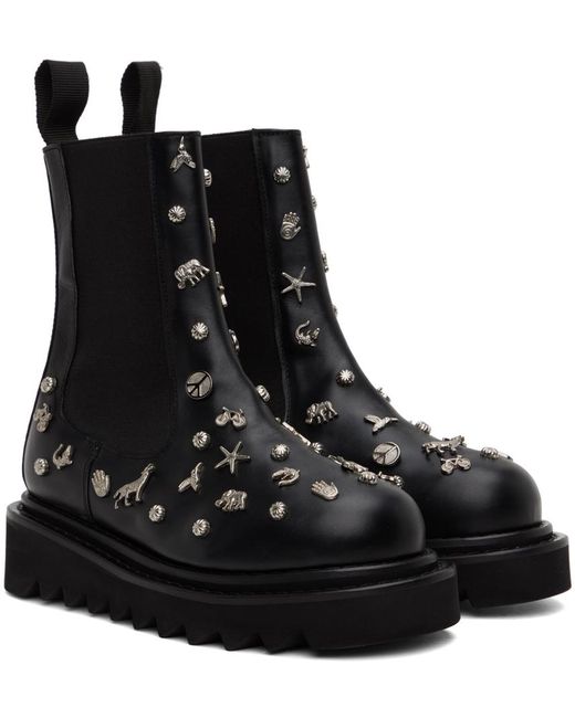 Toga Black Embellished Boots