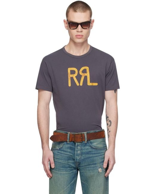 メンズ RRL グレー Ranch Tシャツ Black