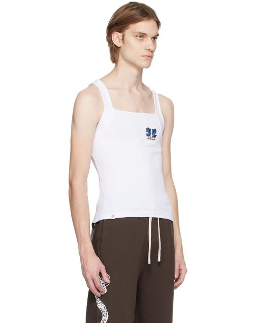 Charles Jeffrey White Embroide Tank Top for men