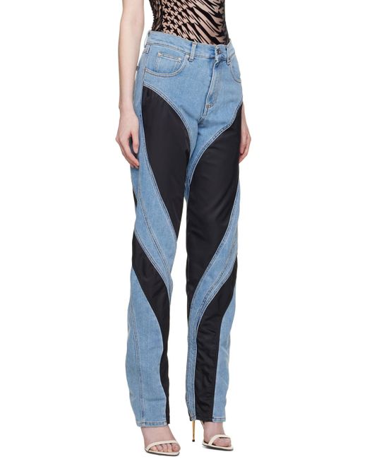 Mugler Blue & Black Spiral Jeans
