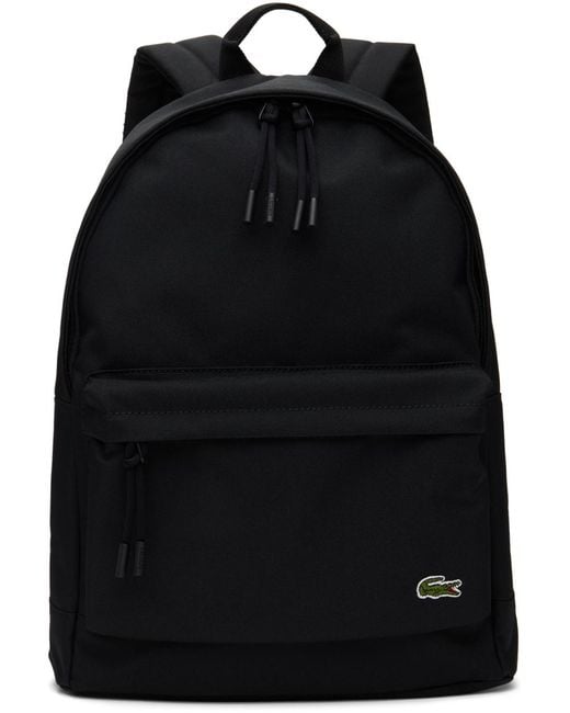Lacoste Black Computer Compartment Backpack for men