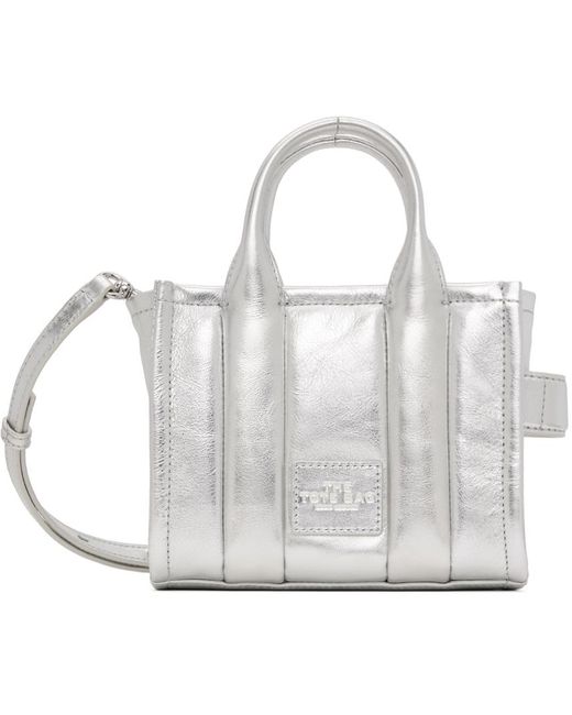 Marc Jacobs シルバー The Shiny Crinkle Leather Mini Tote Bag