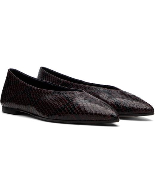 Aeyde Black Burgundy Moa Pointed-Toe Ballerina Flats