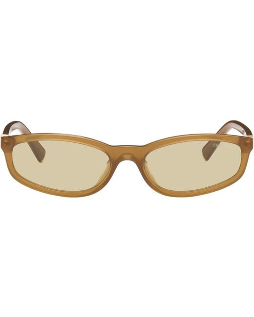 Miu Miu Brown Tortoiseshell Rectangular Sunglasses