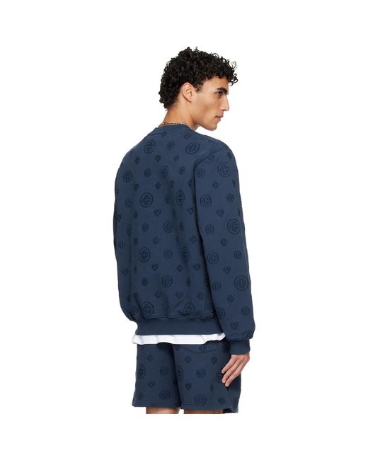 Casablanca Blue Applique Monogram Sweatshirt for men