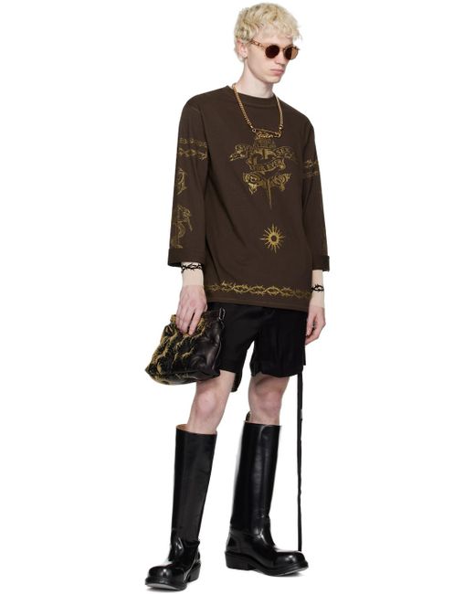 Jean Paul Gaultier Black Brown Glitter Long Sleeve T-shirt for men