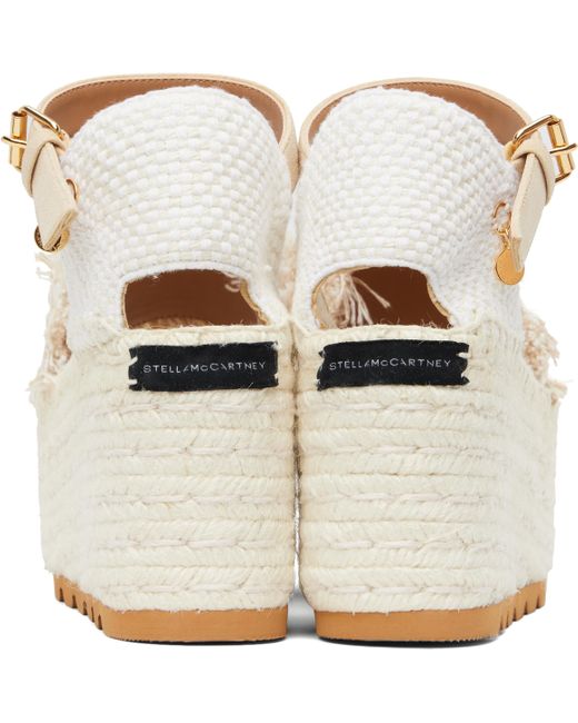 Stella McCartney オフホワイト＆ベージュ Gaia プラットフォーム エスパドリーユ ウェッジサンダル Black