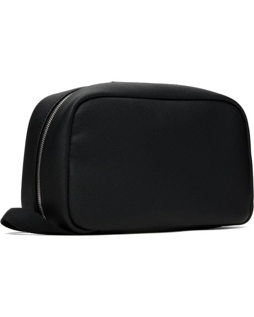 Boss Black Pebble-Grained Faux-Leather Wash Bag for men