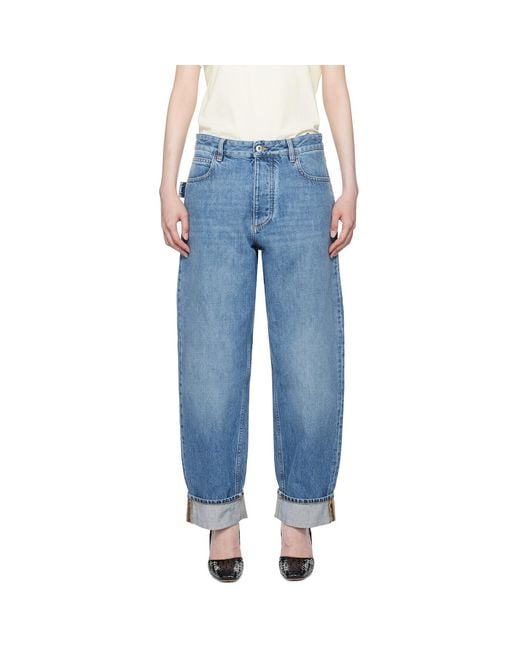 Bottega Veneta Blue Vintage Medium Indigo Turned Up Denim Jeans