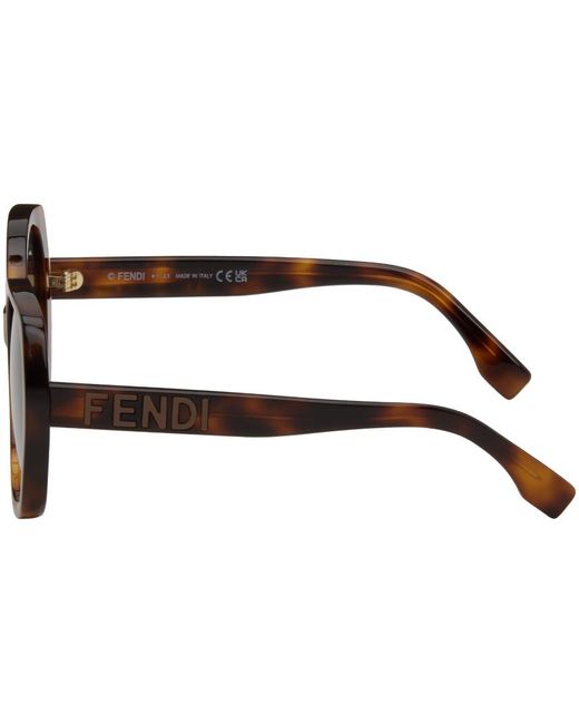 Fendi Black Tortoiseshell Lettering Sunglasses