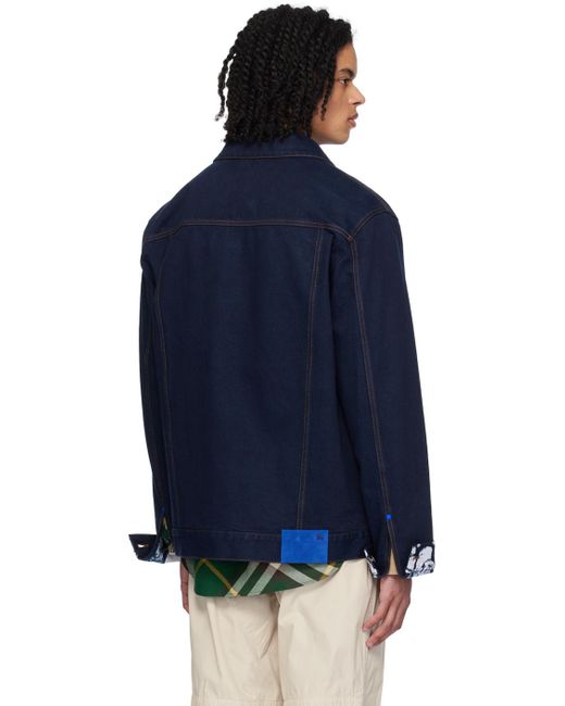 Burberry Blue Flocked Denim Jacket for men