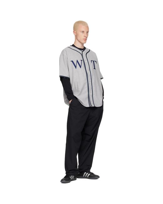 (w)taps Gray League S/S Cotton Twill Shirt for men