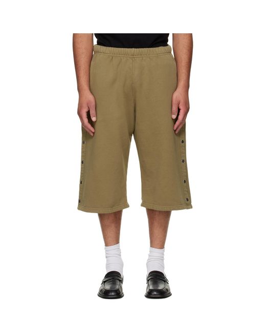 Les Tien Green Khaki Part Snap Shorts for men