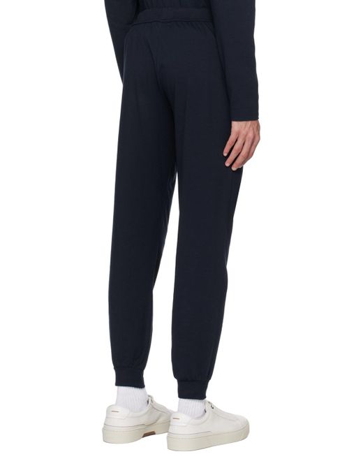 Boss Blue Navy Embroidered Sweatpants for men