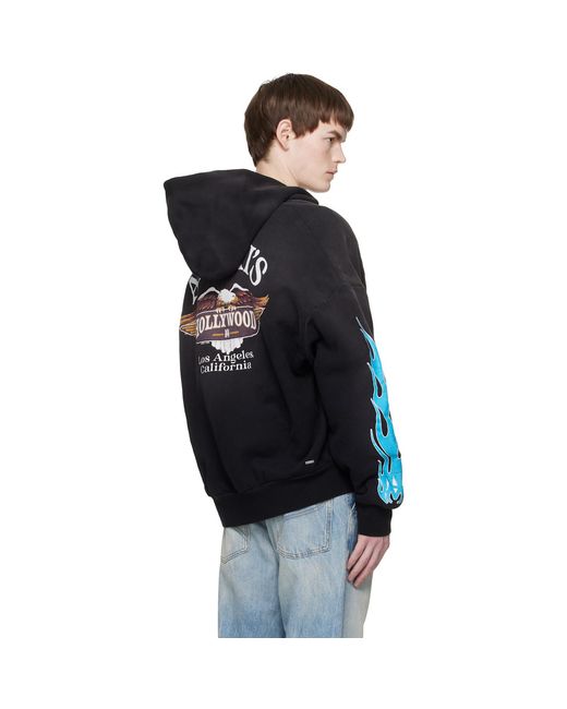 Amiri Black Ma Flames Zip Hoodie for men