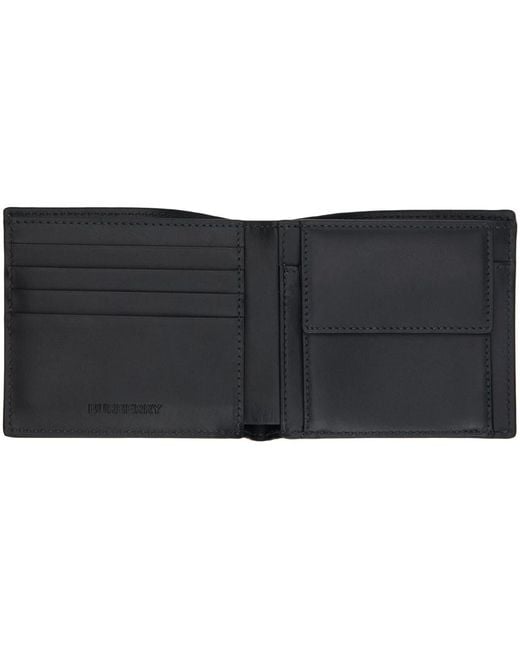 Burberry Black & Gray Check Bifold Coin Wallet for men