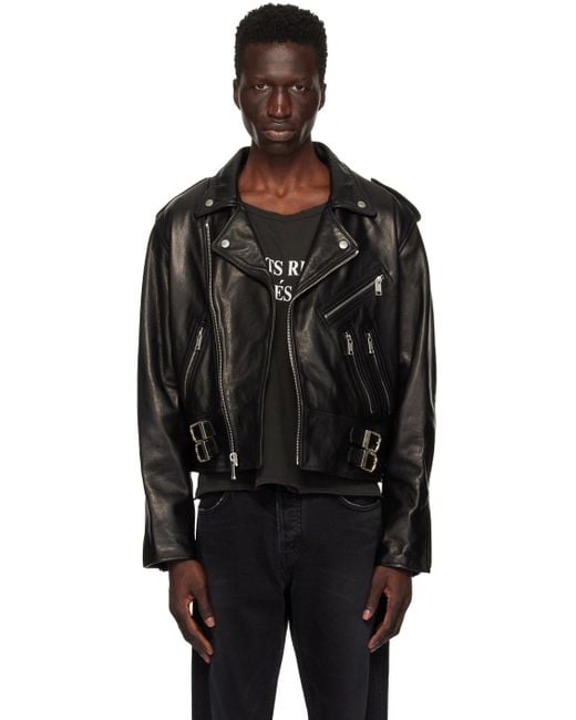 Enfants Riches Deprimes Black Rose Buckle Leather Jacket for men