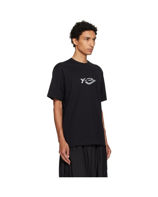 Y-3 Black Liquid Logo Short Sleeve T-Shirt for men