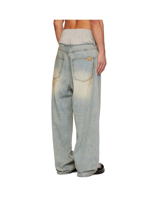 we11done Blue Layered Jeans for men