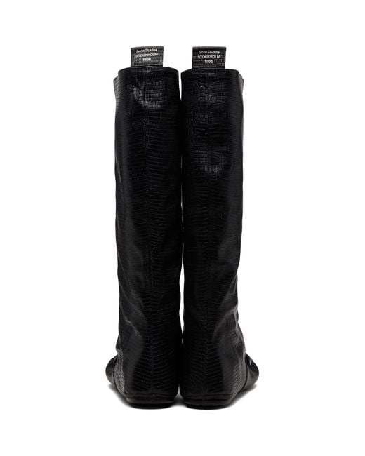 Acne Black Slouch Saddle Tall Boots