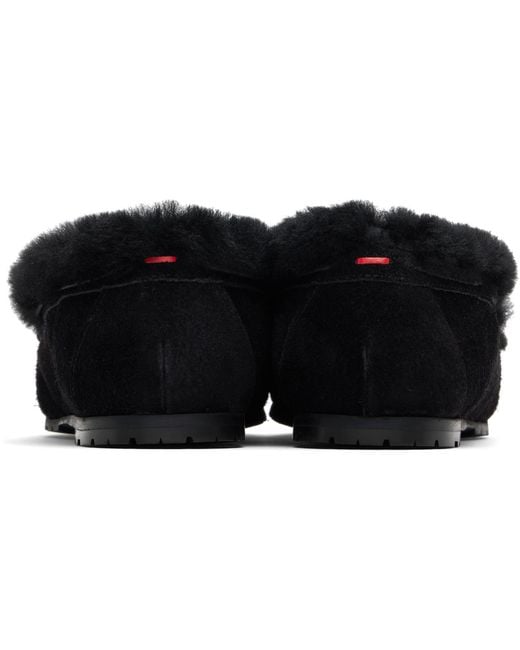 Aeyde Black Jasper Shearling Loafers