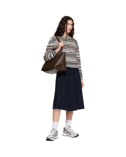 A.P.C. Blue Pleated Midi Skirt