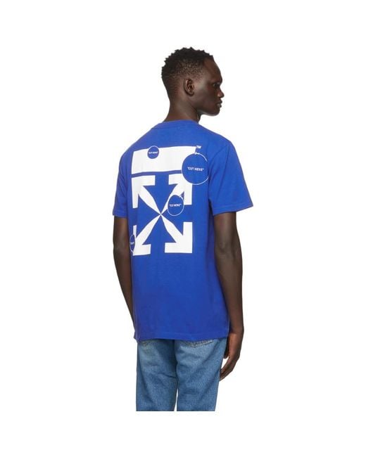 Off White c o Virgil Abloh Cut Here Print T shirt in Blue for Men Lyst