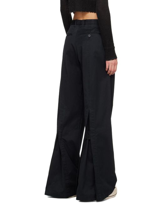 Pantalon noir à fentes de style trench R13 en coloris Black