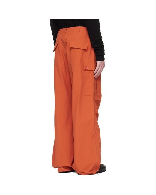 Reese Cooper Red Nylon Cinched Wide Leg Cargo Pants for men