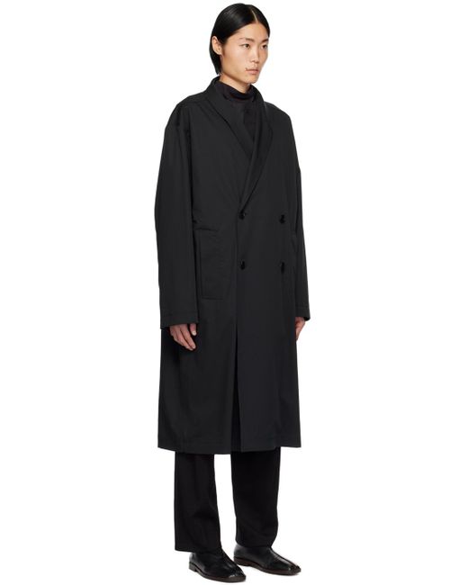 Lemaire Black Wrap Collar Trench Coat for men