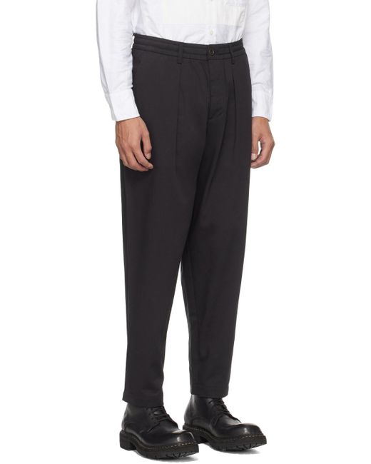Universal Works Black Pleated Trousers for men