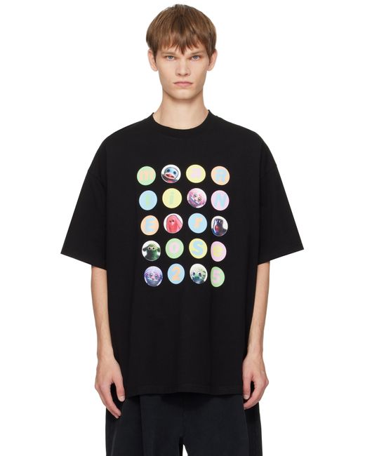 メンズ Martine Rose ブラック オーバーサイズ 半袖Tシャツ Black