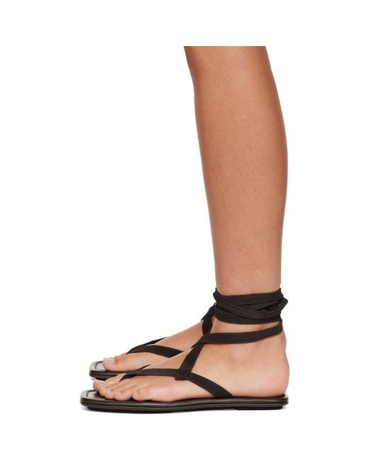 St. Agni Brown Suede Tie Up Sandals