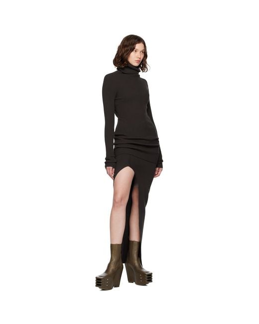 Rick Owens Black Concordians Ribbed Knit Tube Turtleneck