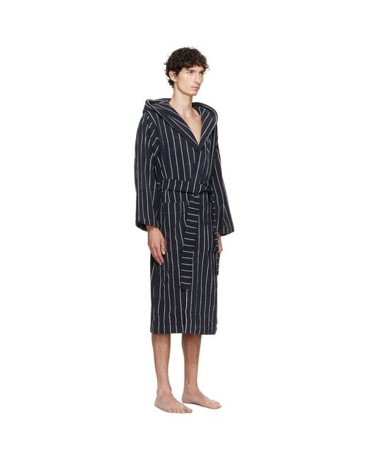 Tekla Blue Terry Hooded Bathrobe for men
