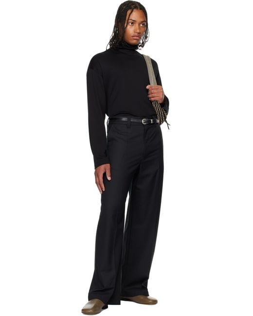 Lemaire Black Straight Tailored Trousers for men