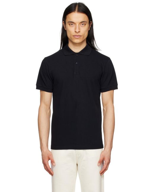 Husbands Black Two-button Polo for men