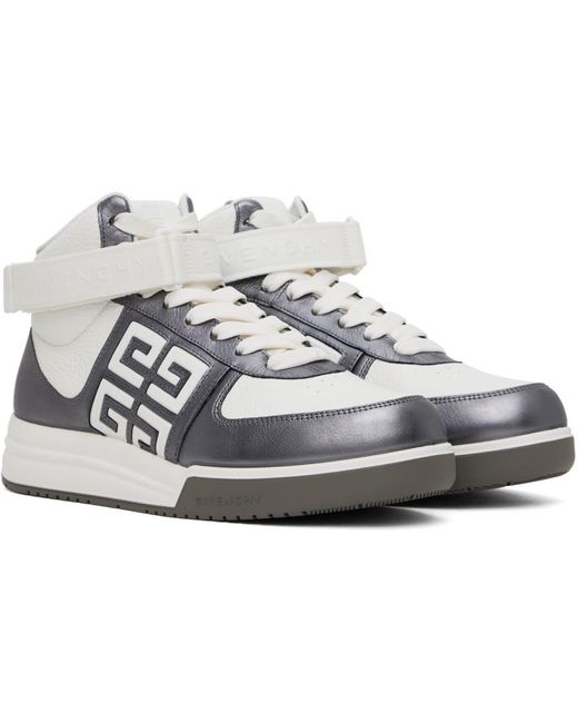 Givenchy Black White & Silver G4 High Top Sneakers for men