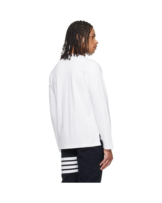Thom Browne White Milano Cotton 4-Bar T-Shirt for men