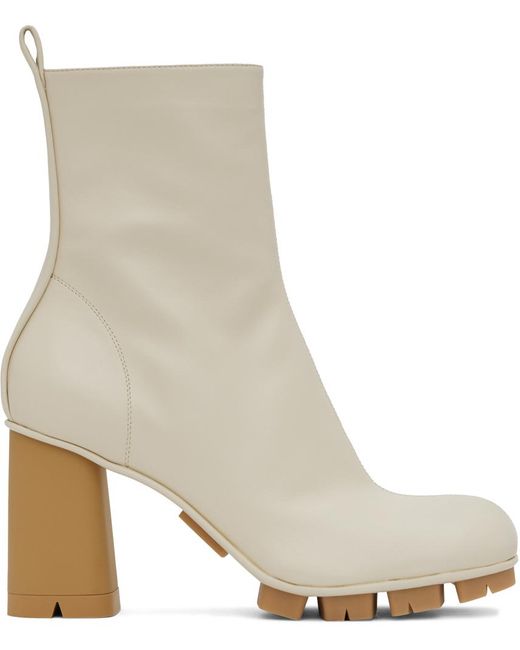 Bottega Veneta White Off- Shore Ankle Boots