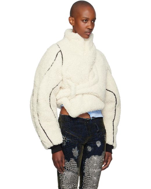 OTTOLINGER Padded Asymmetrical Sherpa Fleece Jacket in Natural Lyst UK