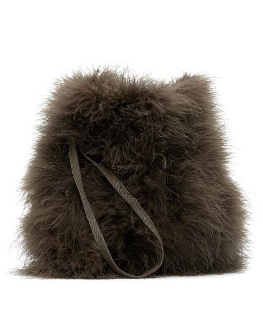 Yves Salomon Brown Feather Pouch