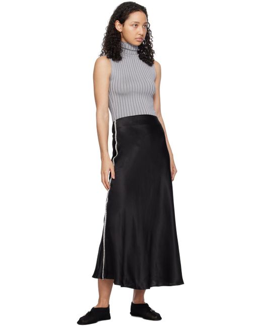 SILK LAUNDRY Black Bias-cut Midi Skirt