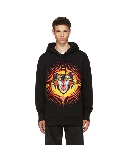 Gucci Black Angry Cat 'modern Future' Hoodie for men