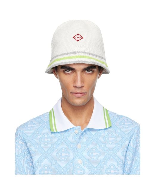 Casablanca Blue Stripe Crochet Bucket Hat for men